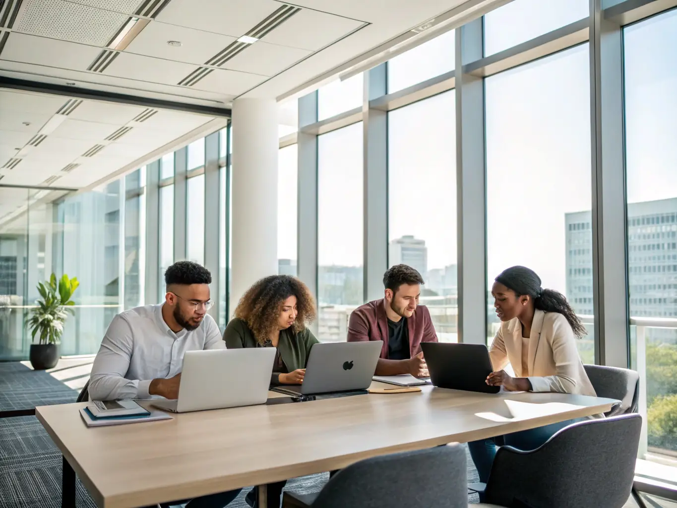 An image of professionals using productivity tools on their laptops, showcasing time management and organizational skills.