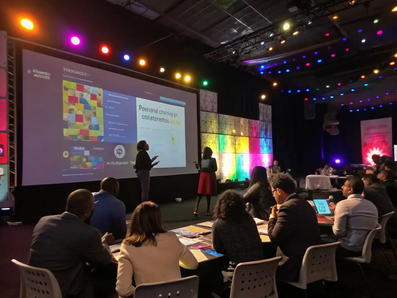 An image of a diverse group of professionals engaged in a workshop, collaborating and taking notes, representing the Business Skill Enhancement Program.